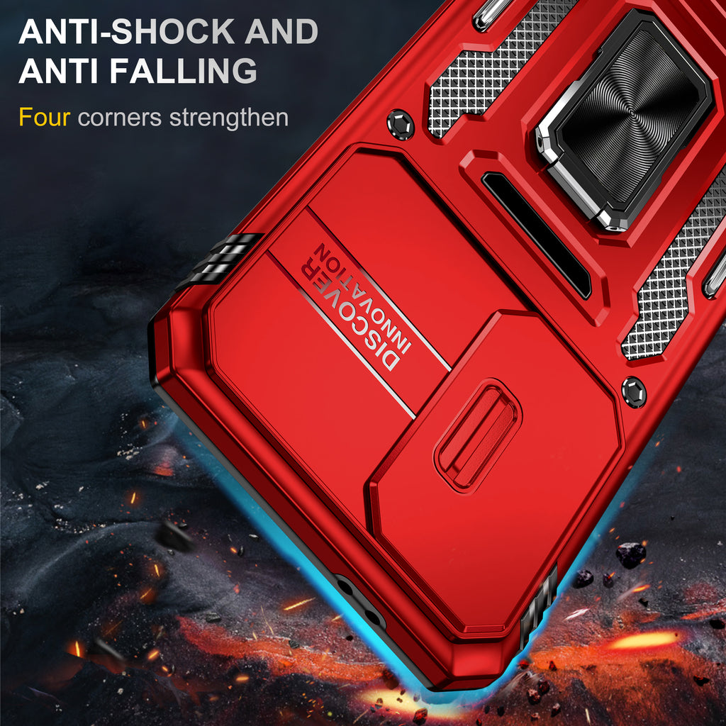 Samsung S24 FE Case Shockproof Kickstand Hybrid Cover RED