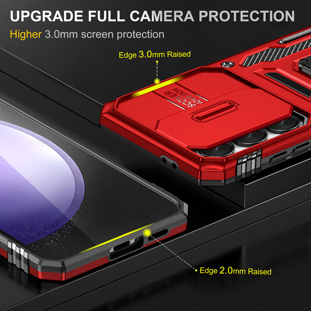 Samsung S24 FE Case Shockproof Kickstand Hybrid Cover RED