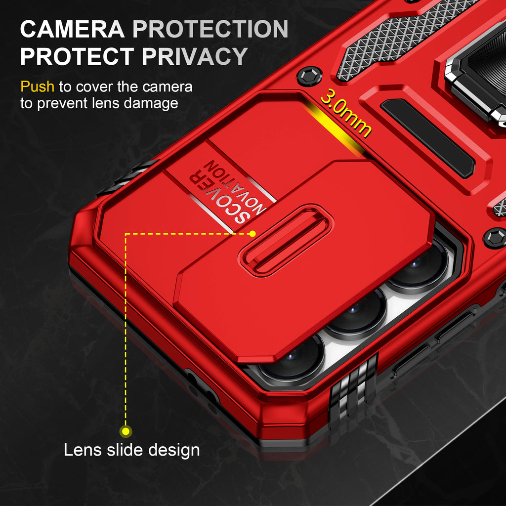 Samsung S24 FE Case Shockproof Kickstand Hybrid Cover RED