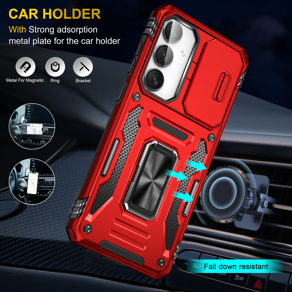 Samsung S24 FE Case Shockproof Kickstand Hybrid Cover RED