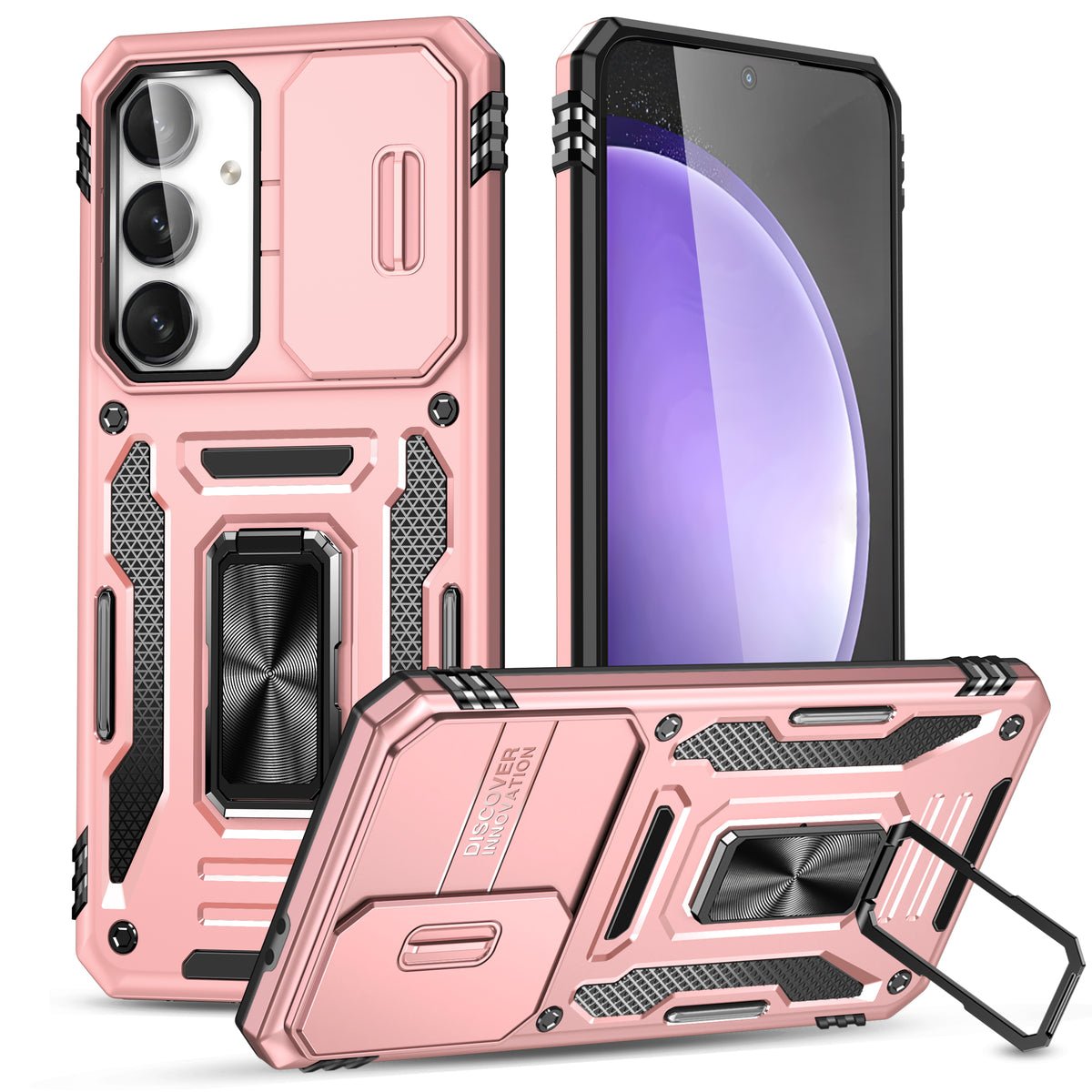 Samsung S24 FE Case Shockproof Kickstand Hybrid Cover PINK