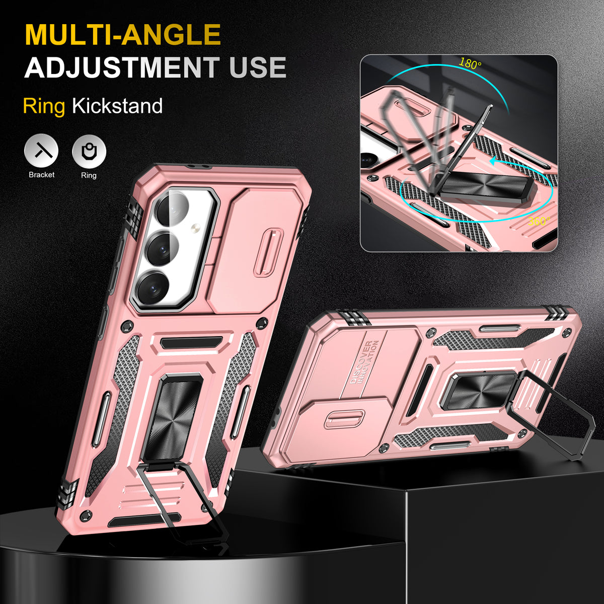 Samsung S24 FE Case Shockproof Kickstand Hybrid Cover PINK