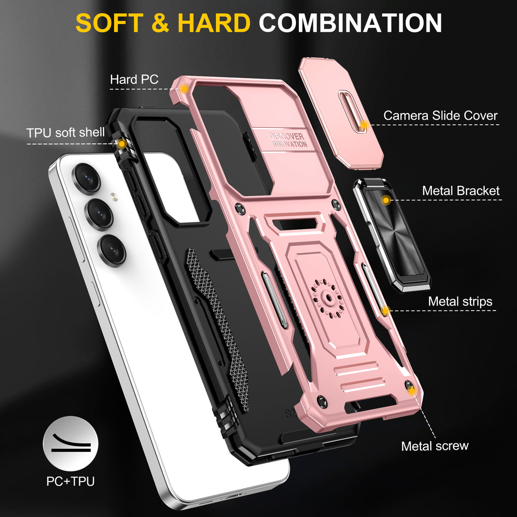 Samsung S24 FE Case Shockproof Kickstand Hybrid Cover PINK