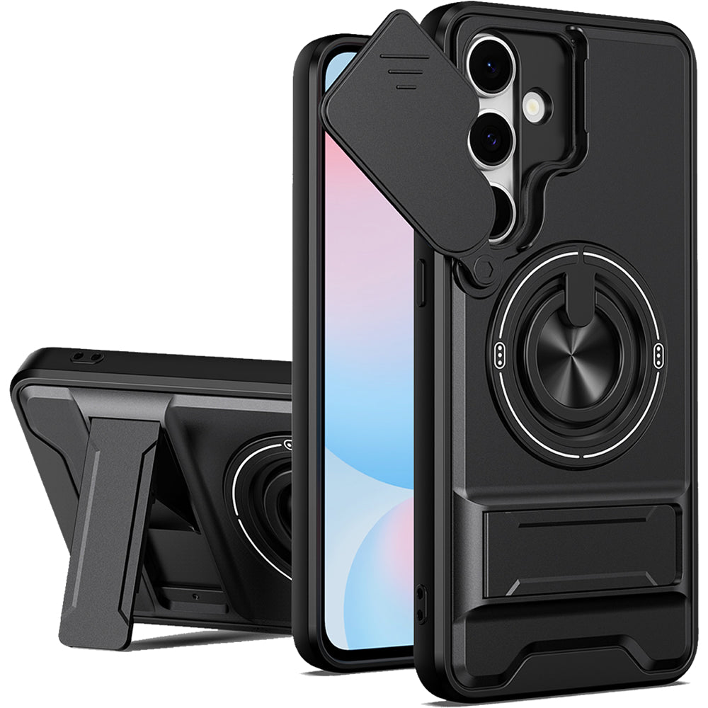 Samsung S24 FE Magnetic Kickstand Case with Camera Slide Cover BLACK