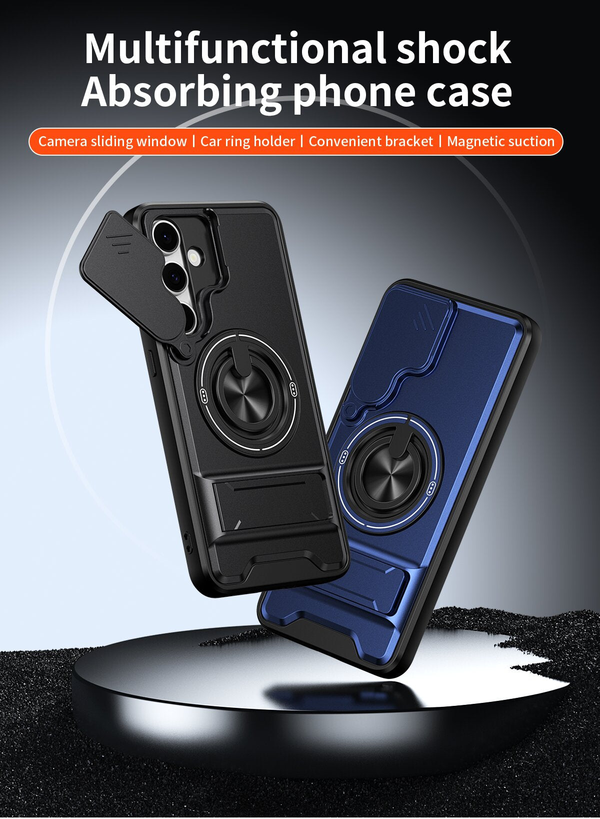 Samsung S24 FE Magnetic Kickstand Case with Camera Slide Cover BLUE