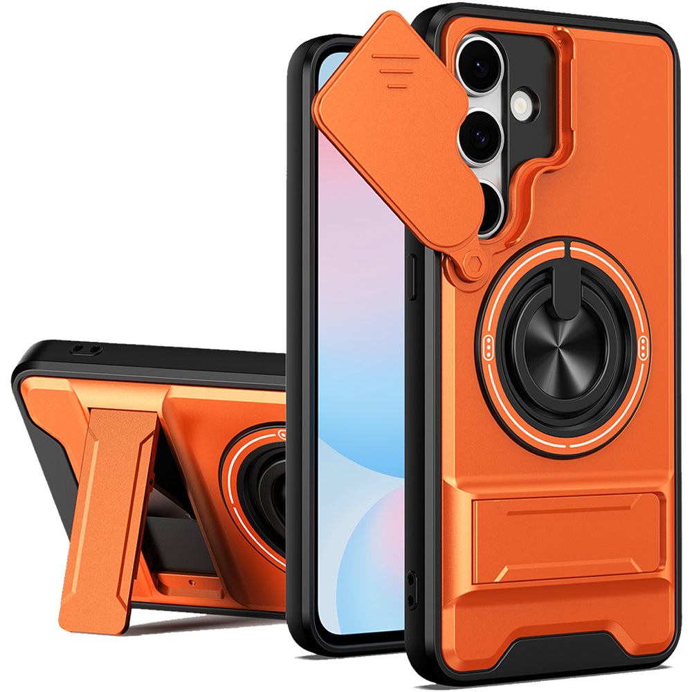 Samsung S24 FE Magnetic Kickstand Case with Camera Slide Cover ORANGE