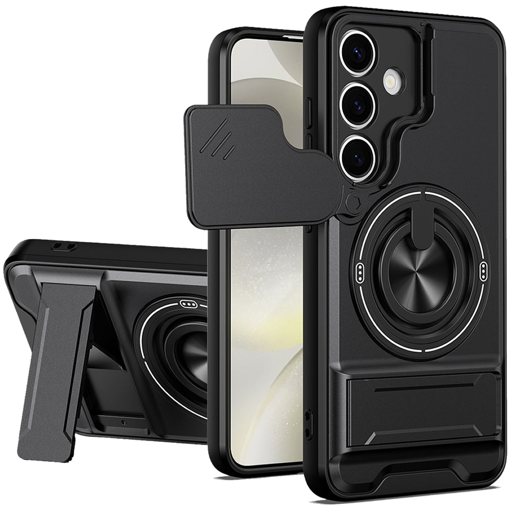Samsung S24 Plus Magnetic Kickstand Case with Camera Slide Cover BLACK