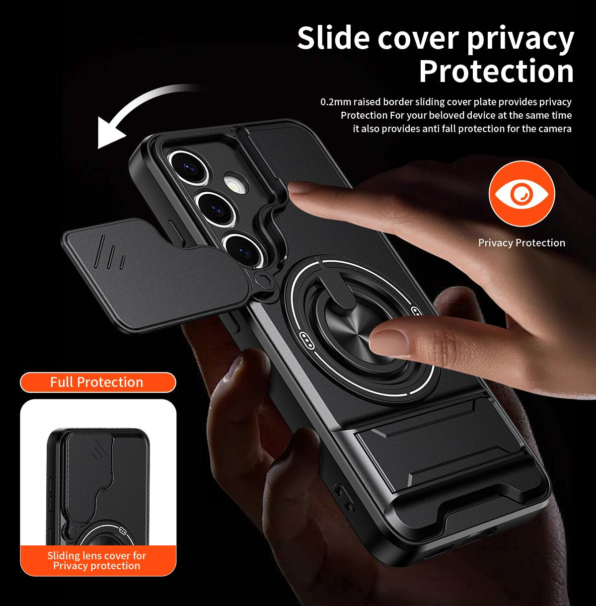 Samsung S24 Magnetic Kickstand Case with Camera Slide Cover RED