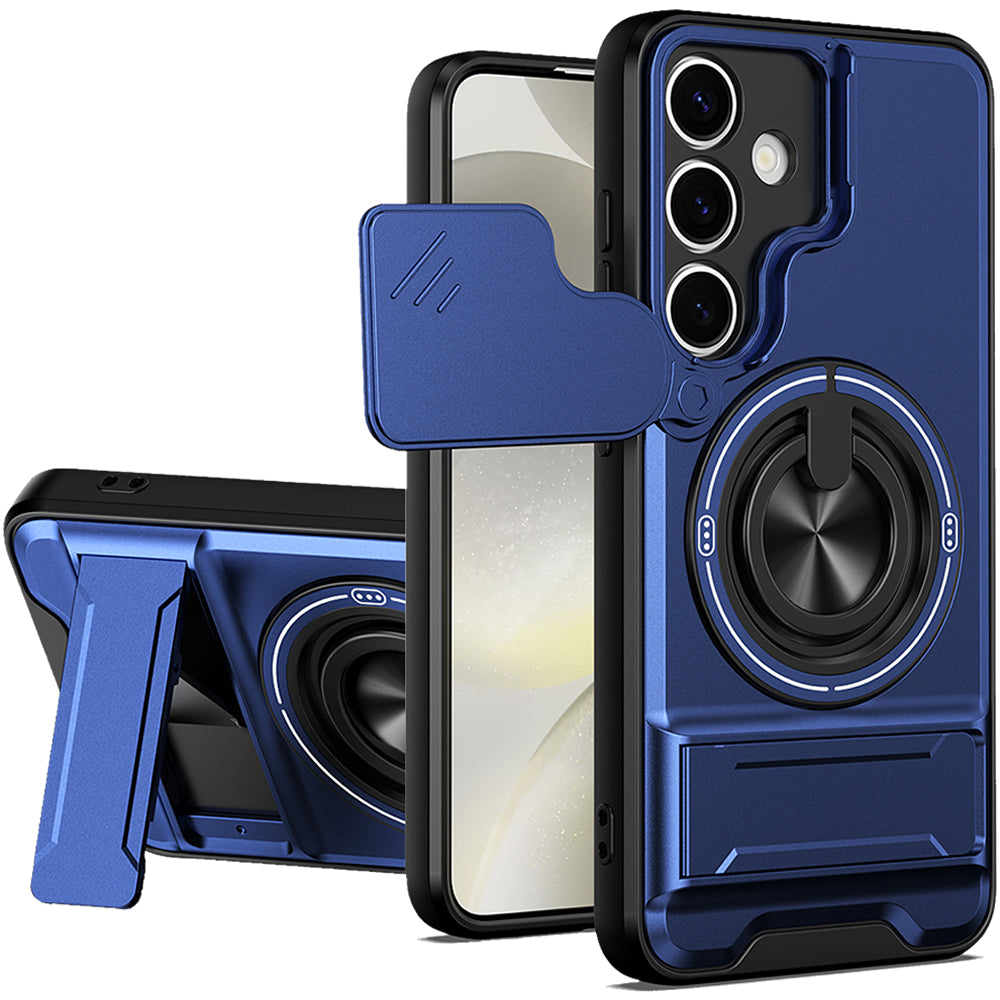 Samsung S24 Plus Magnetic Kickstand Case with Camera Slide Cover BLUE