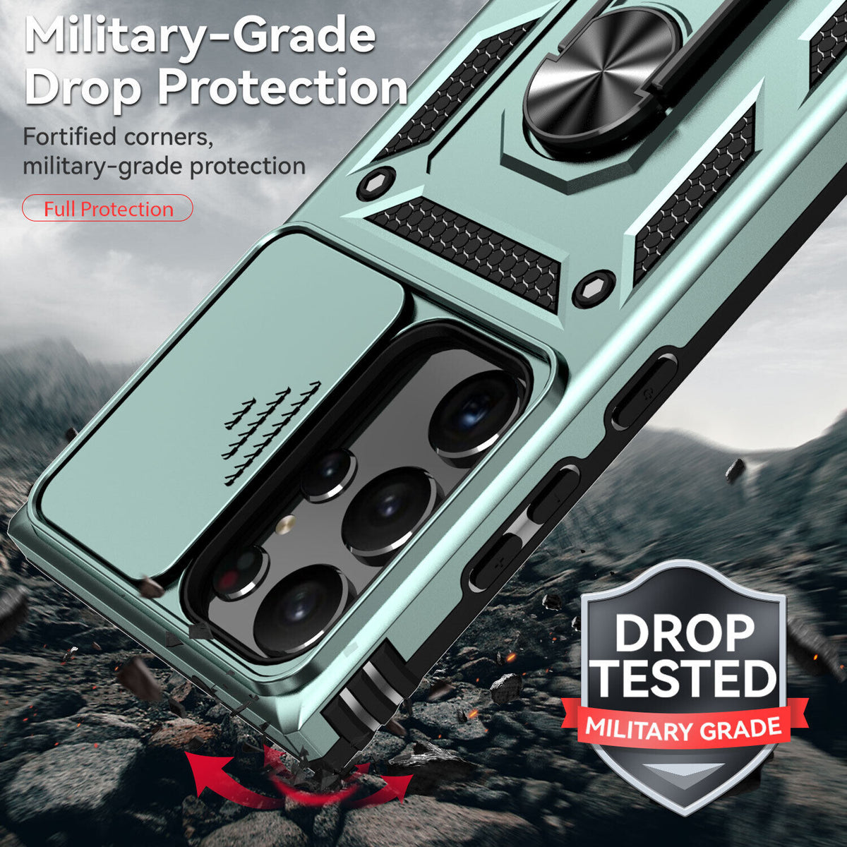 Samsung Galaxy S24 Ultra Case Rugged Tough Hybrid Cover [Green]