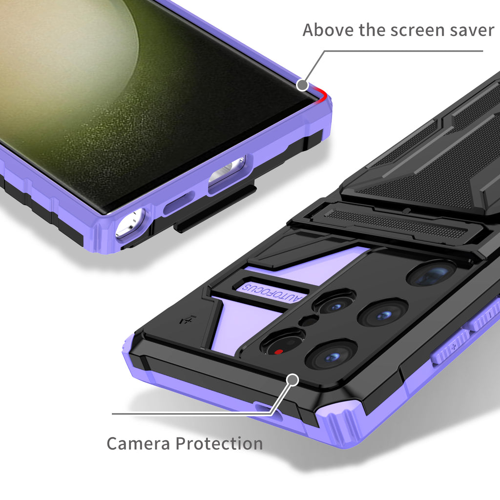 Samsung S24 Ultra Heavy Duty Kickstand Case Shockproof Card Holder PURPLE