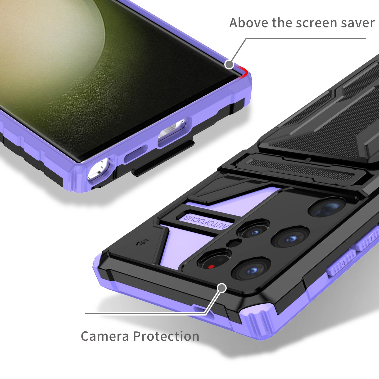 Samsung S24 Ultra Heavy Duty Kickstand Case Shockproof Card Holder PURPLE