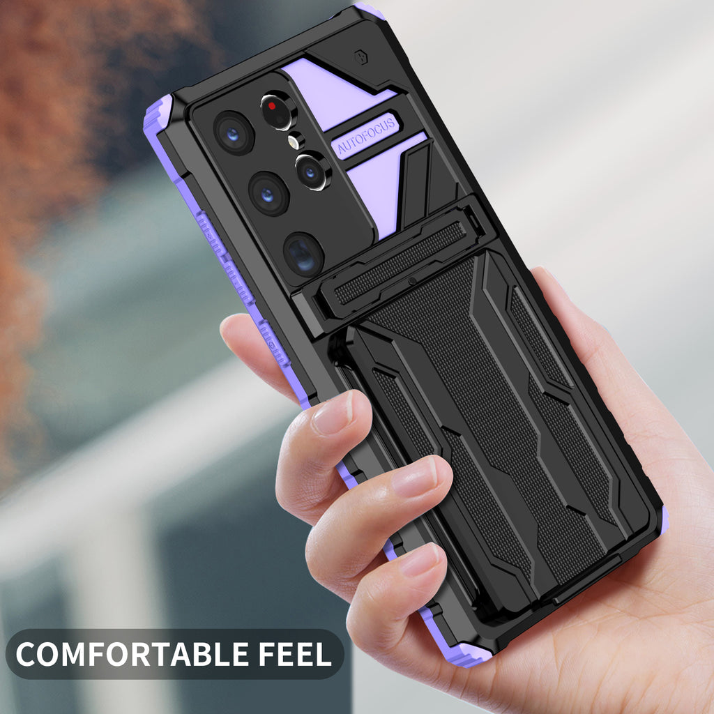 Samsung S24 Ultra Heavy Duty Kickstand Case Shockproof Card Holder PURPLE