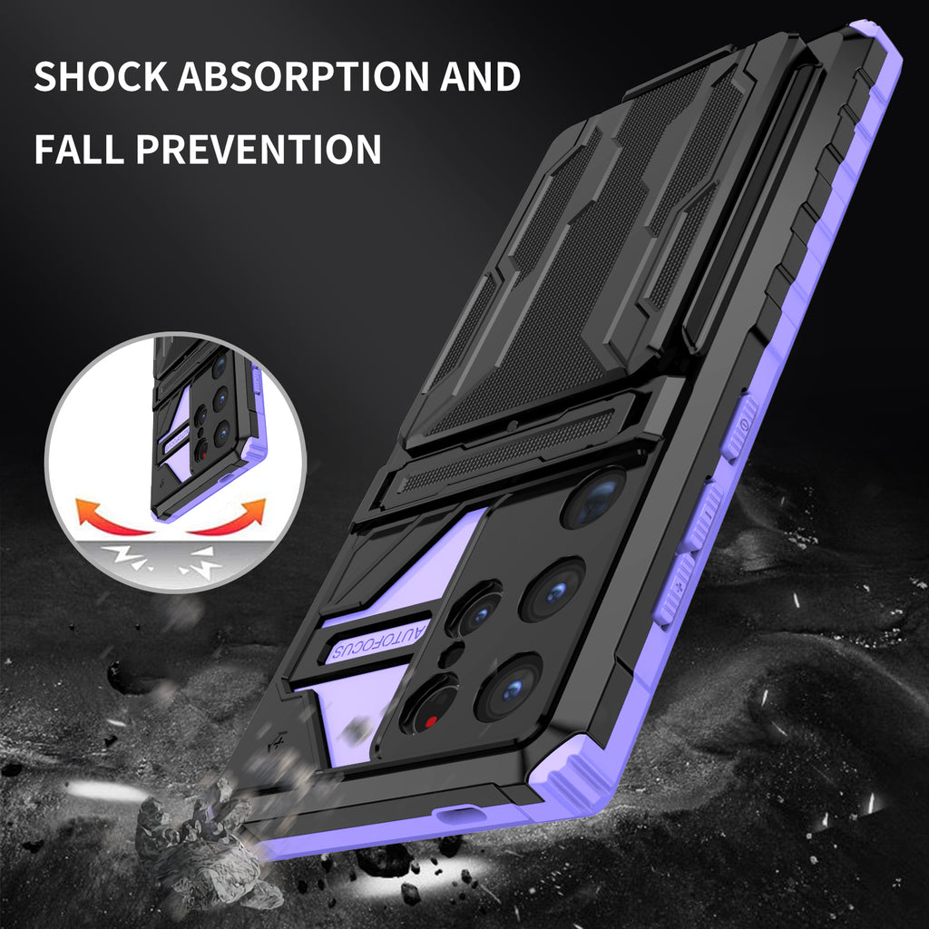 Samsung S24 Ultra Heavy Duty Kickstand Case Shockproof Card Holder PURPLE