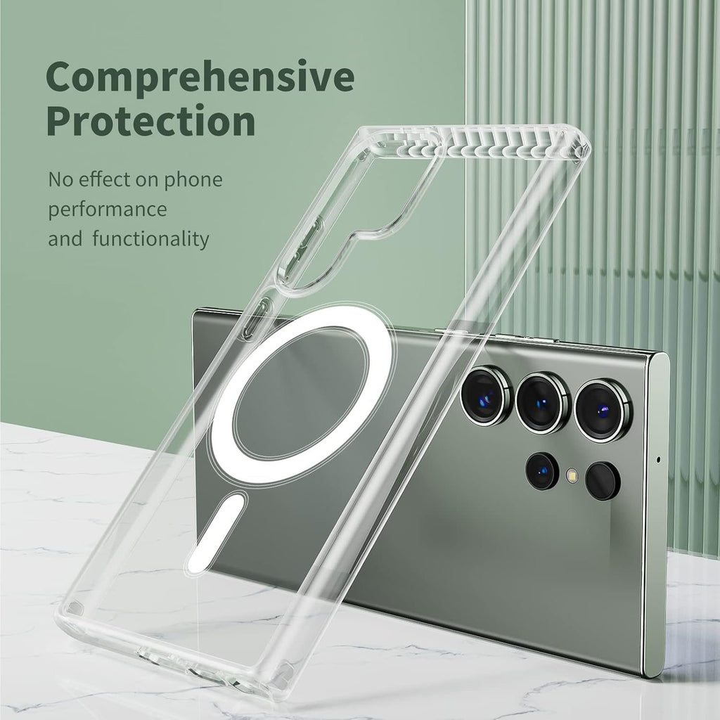 Samsung S22 Ultra Full Clear Case Magnetic Ring Magsafe Compatible Cover