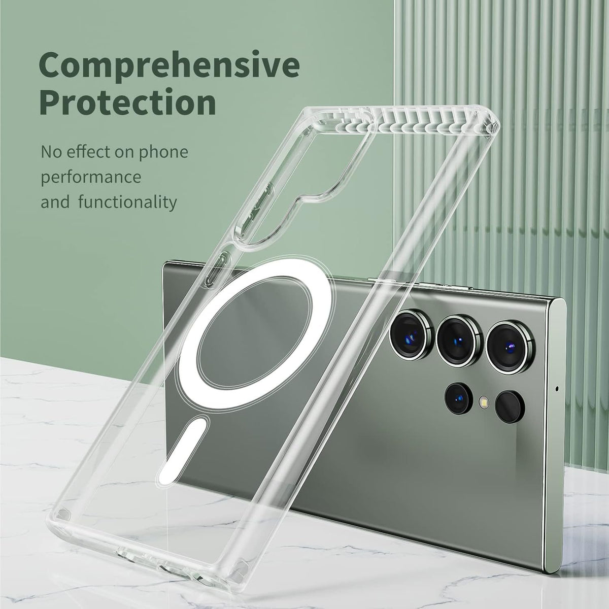 Samsung S22 Ultra Full Clear Case Magnetic Ring Magsafe Compatible Cover