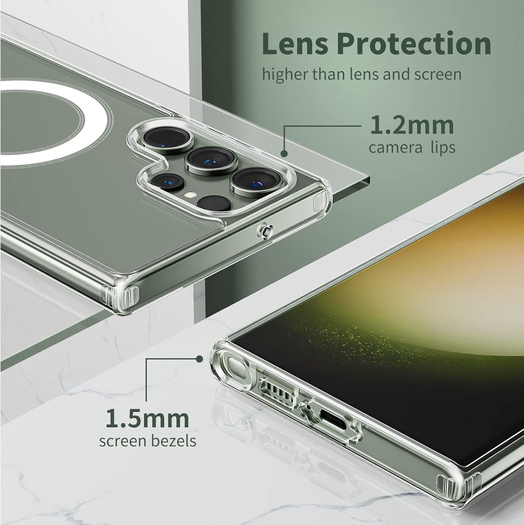 Samsung S22 Ultra Full Clear Case Magnetic Ring Magsafe Compatible Cover
