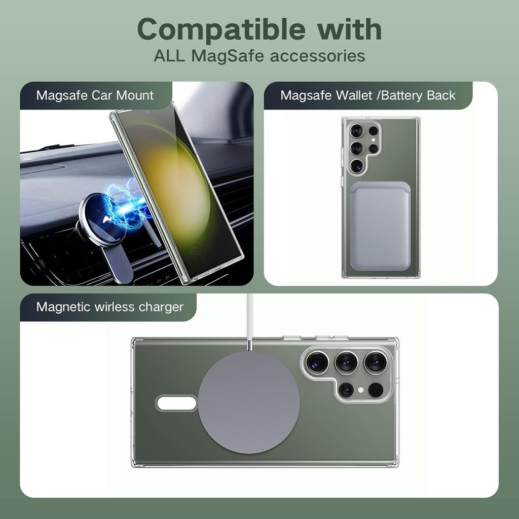 Samsung S22 Ultra Full Clear Case Magnetic Ring Magsafe Compatible Cover