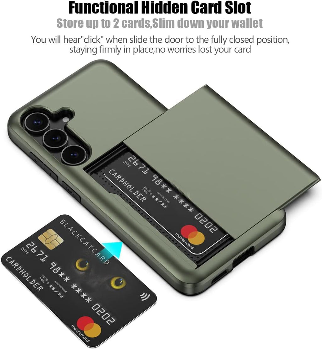 Samsung Galaxy S24 Shockproof Wallet Case Card Cover GREEN