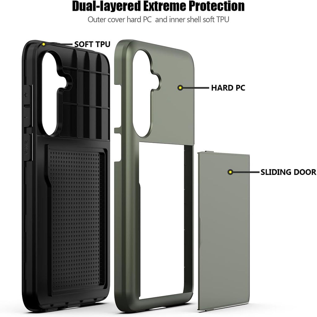 Samsung Galaxy S24 Shockproof Wallet Case Card Cover GREEN