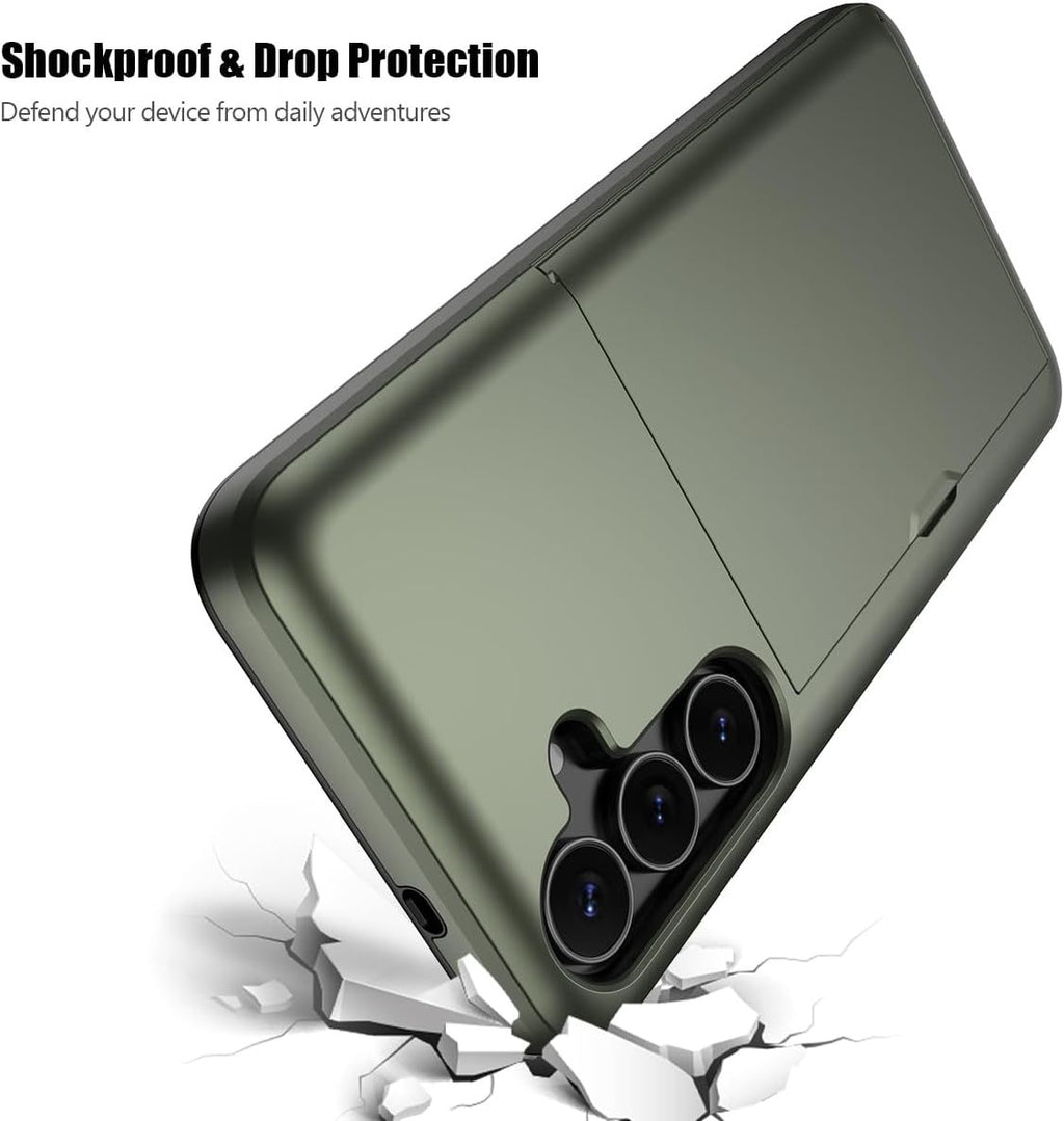 Samsung Galaxy S24 Shockproof Wallet Case Card Cover GREEN