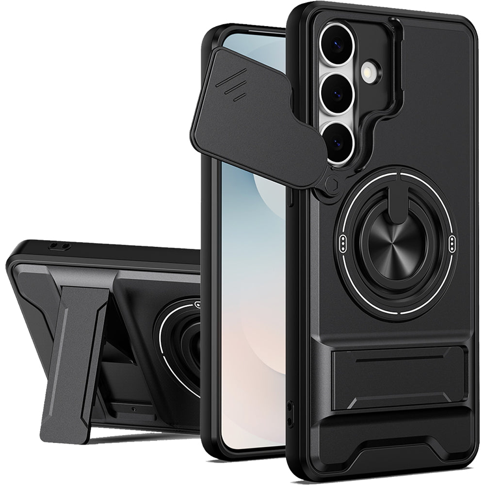 Samsung S25 FE Magnetic Kickstand Case with Camera Slide Cover BLACK