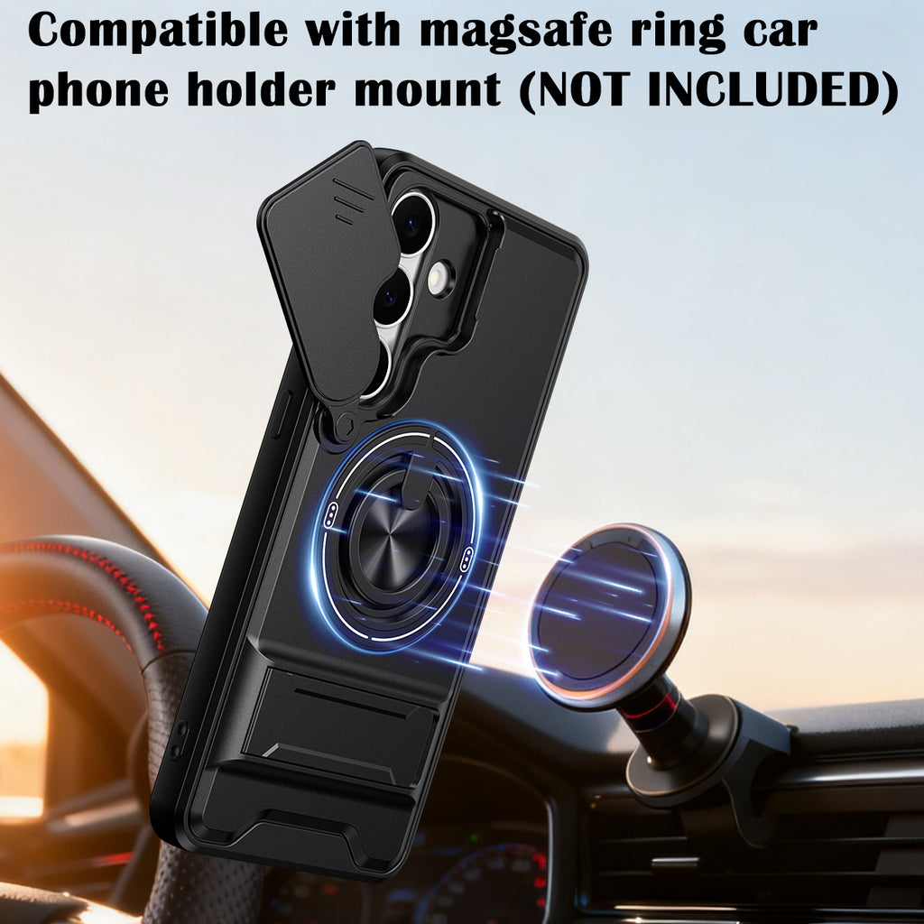 Samsung S25 FE Magnetic Kickstand Case with Camera Slide Cover BLACK