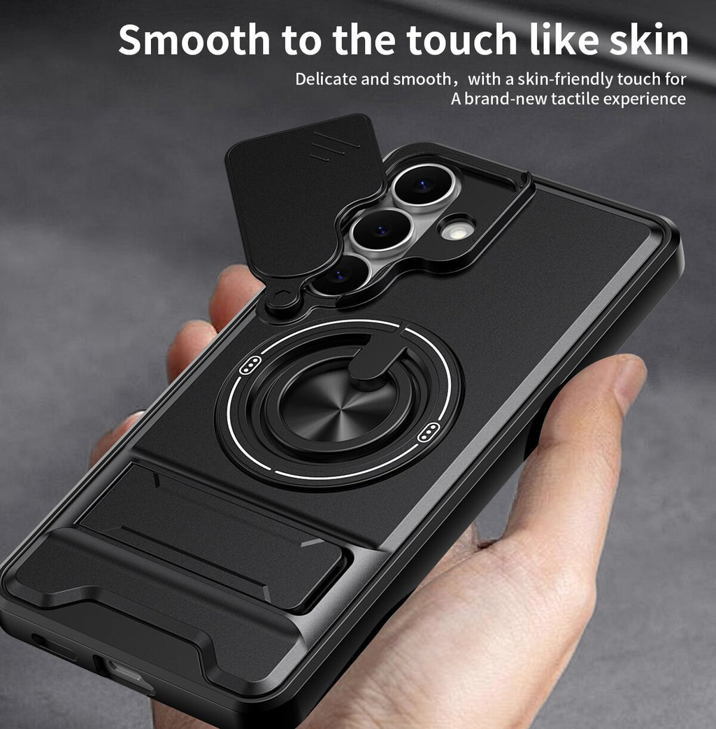 Samsung S25 FE Magnetic Kickstand Case with Camera Slide Cover BLACK