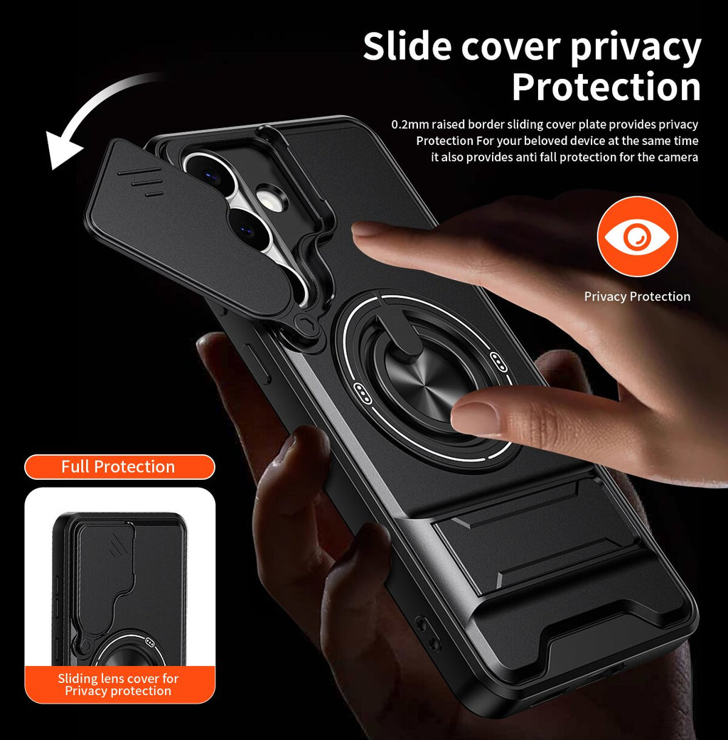 Samsung S25 FE Magnetic Kickstand Case with Camera Slide Cover BLACK