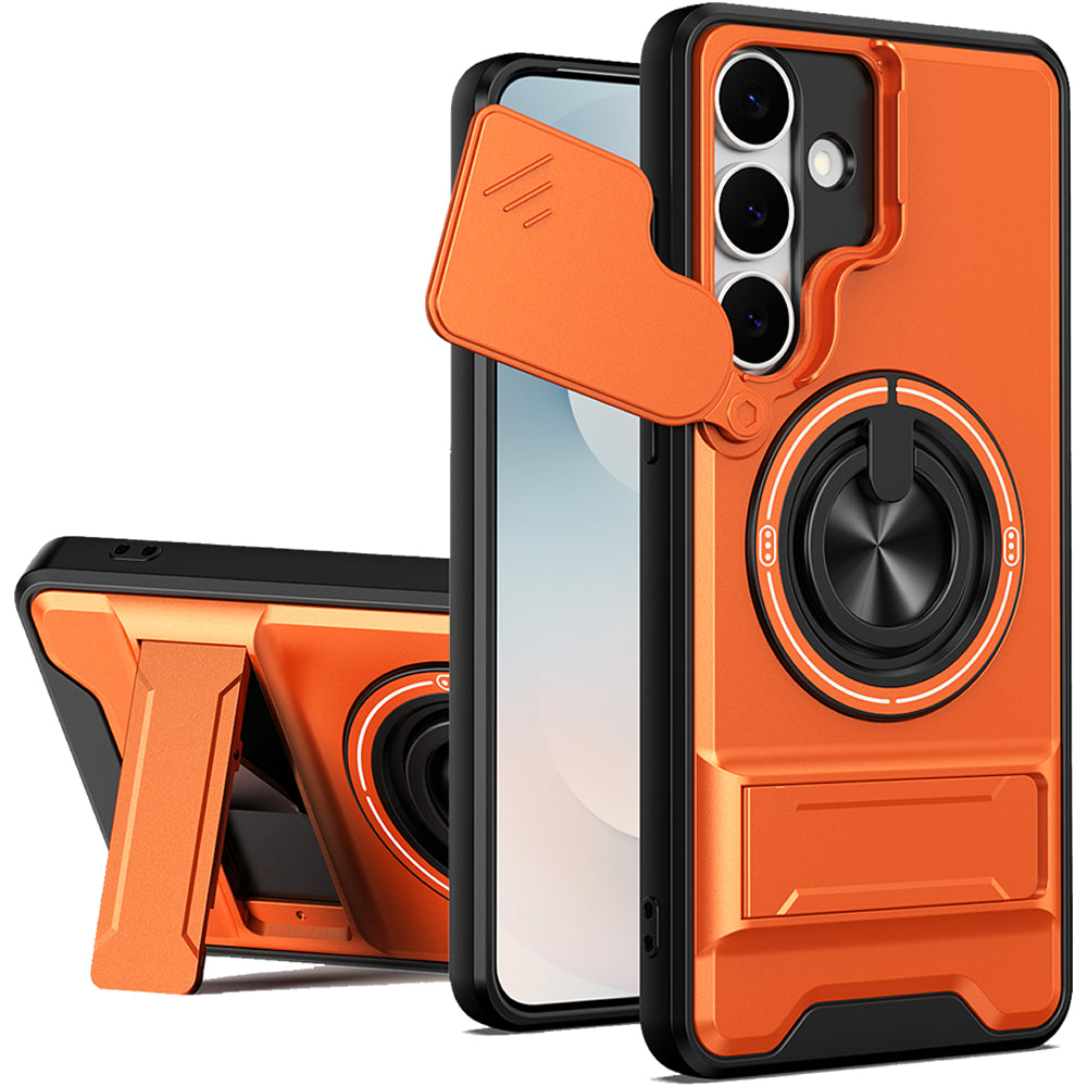 Samsung S25 FE Magnetic Kickstand Case with Camera Slide Cover ORANGE