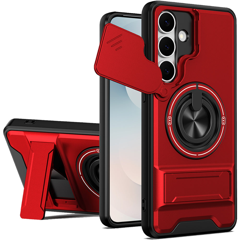 Samsung S25 FE Magnetic Kickstand Case with Camera Slide Cover RED