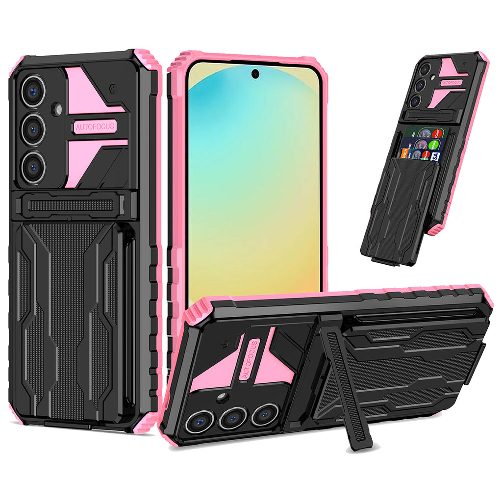 Samsung S25 Plus Heavy Duty Kickstand Case Shockproof Card Holder PINK