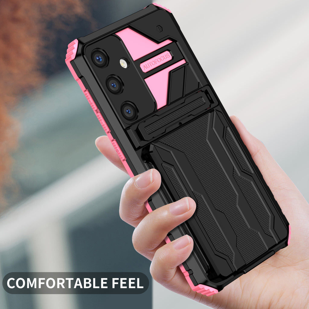 Samsung S25 Plus Heavy Duty Kickstand Case Shockproof Card Holder PINK