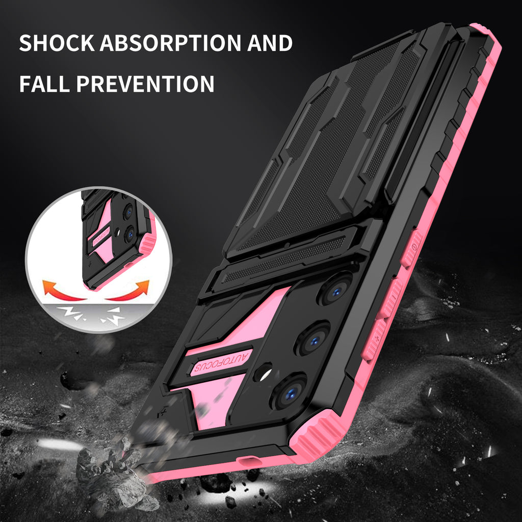 Samsung S25 Plus Heavy Duty Kickstand Case Shockproof Card Holder PINK