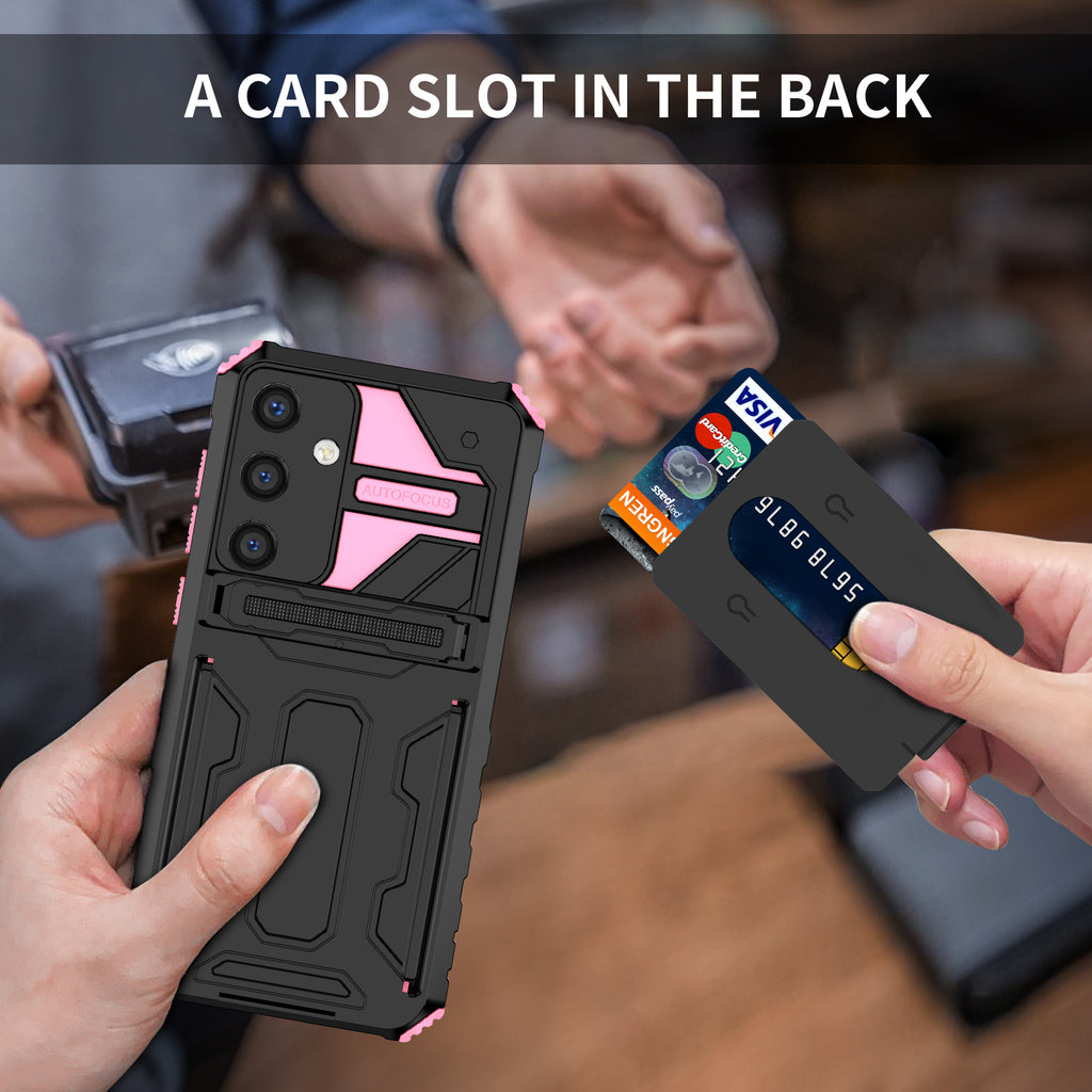 Samsung S25 Plus Heavy Duty Kickstand Case Shockproof Card Holder PINK