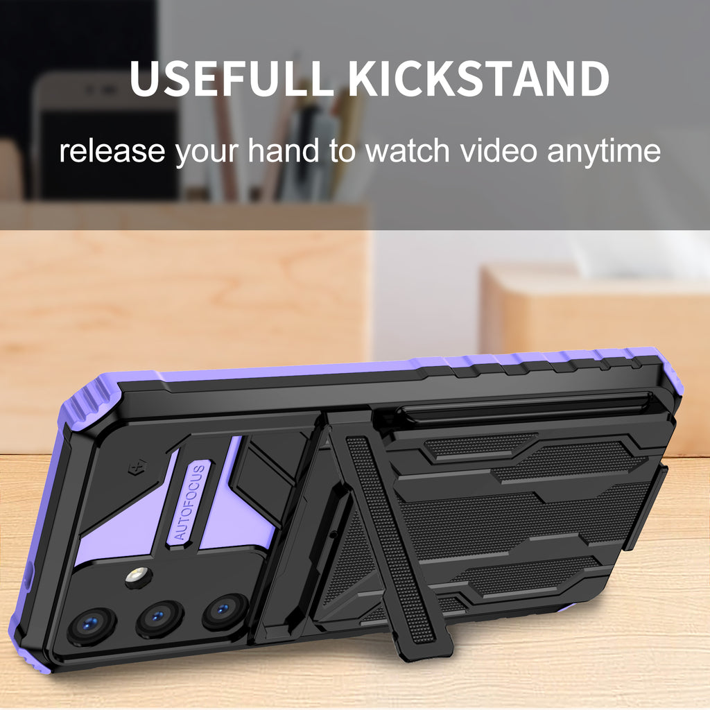 Samsung S26 Plus Heavy Duty Kickstand Case Shockproof Card Holder PURPLE