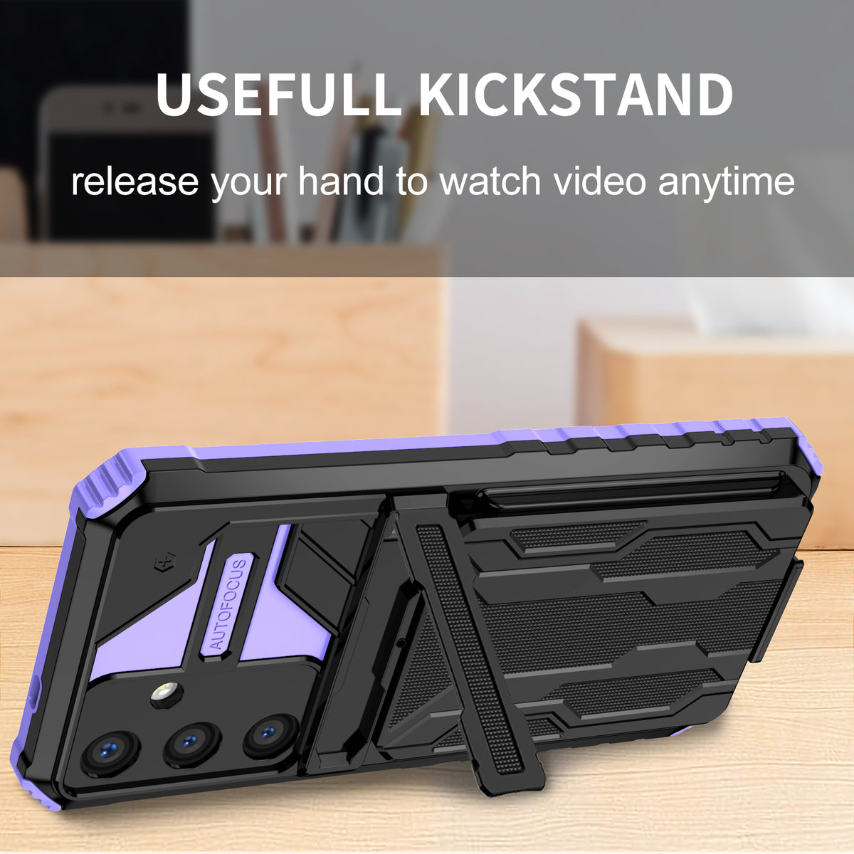 Samsung S26 Plus Heavy Duty Kickstand Case Shockproof Card Holder PURPLE
