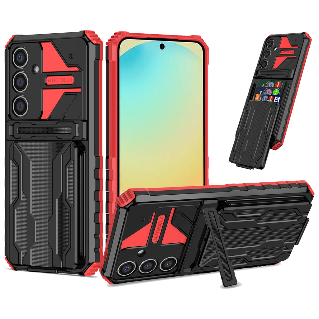 Samsung S25 Plus Heavy Duty Kickstand Case Shockproof Card Holder RED