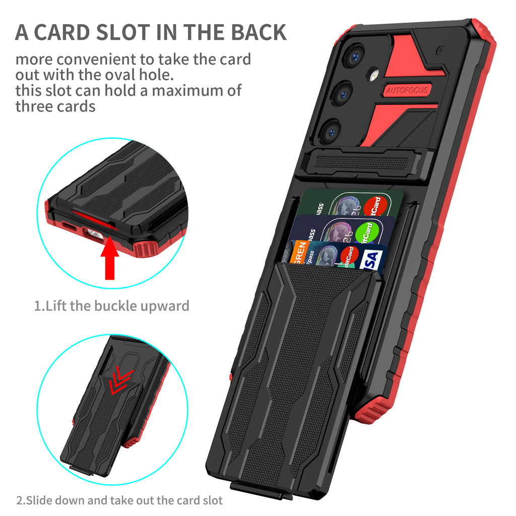Samsung S25 Plus Heavy Duty Kickstand Case Shockproof Card Holder RED