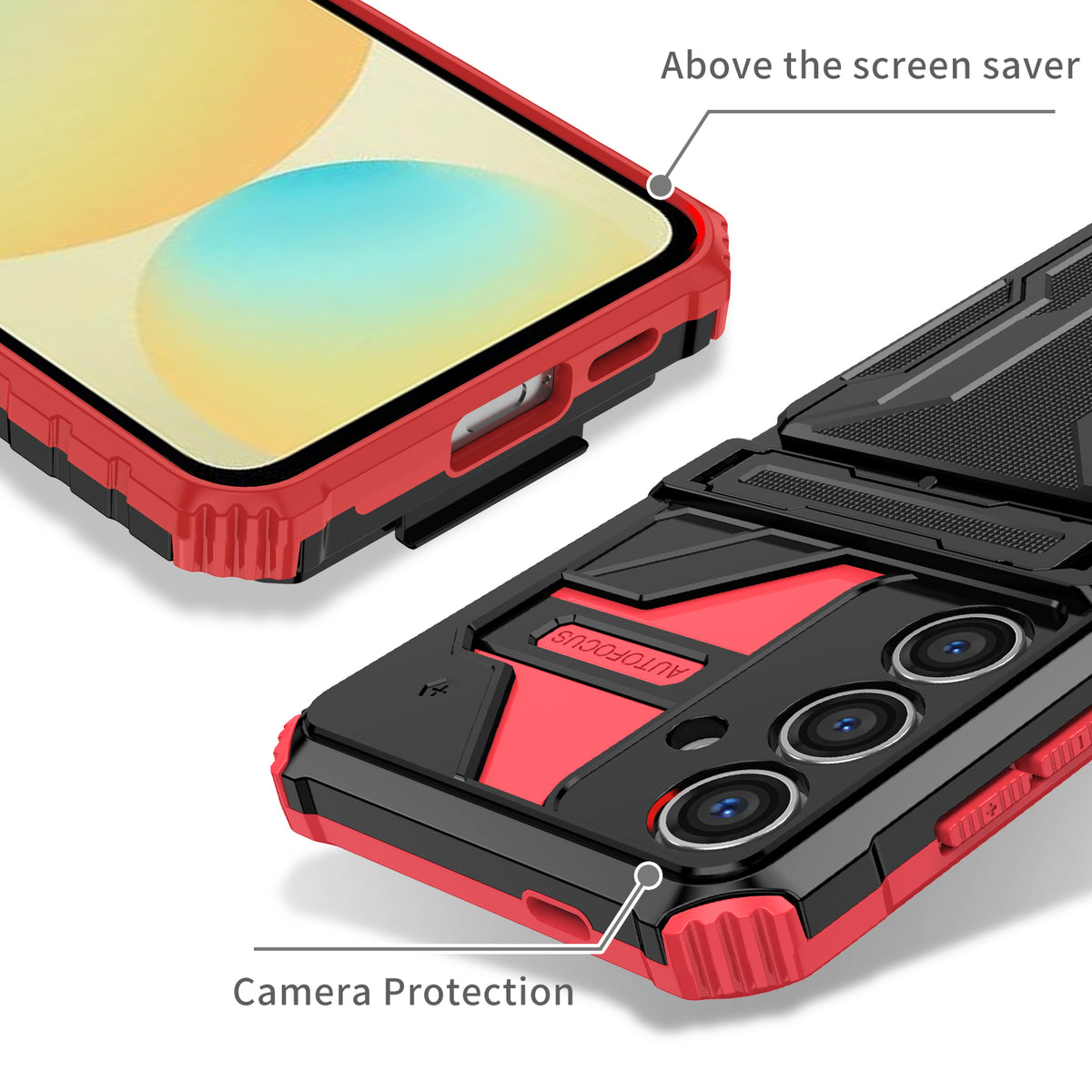 Samsung S25 Plus Heavy Duty Kickstand Case Shockproof Card Holder RED