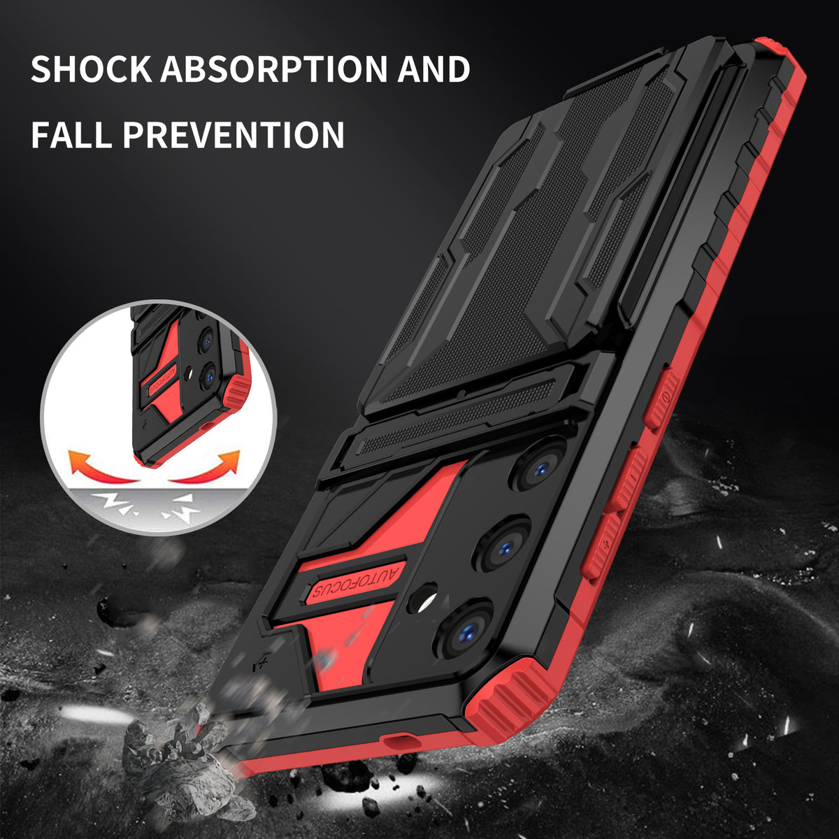 Samsung S25 Plus Heavy Duty Kickstand Case Shockproof Card Holder RED