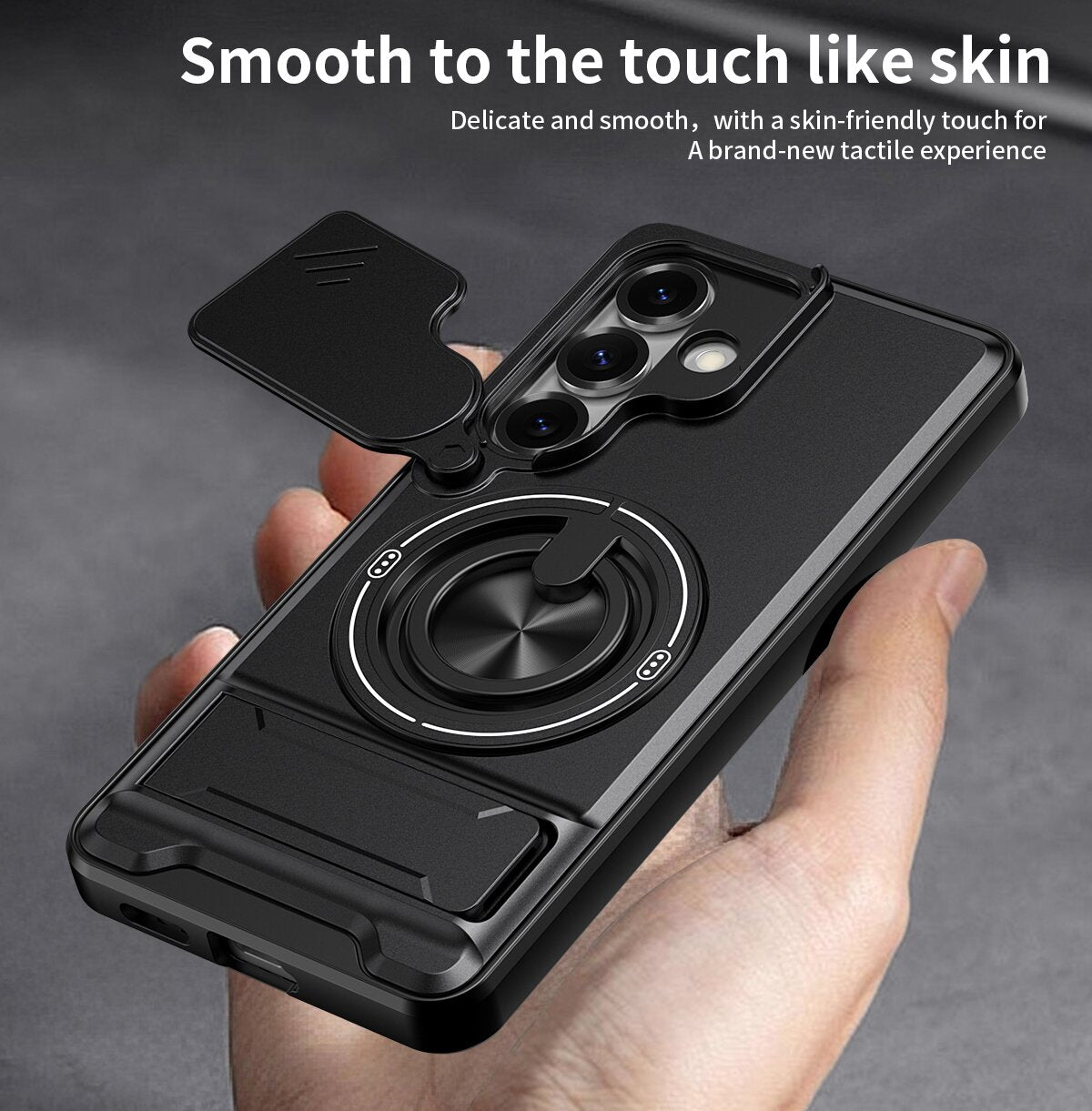 Samsung S25 Magnetic Kickstand Case with Camera Slide Cover RED