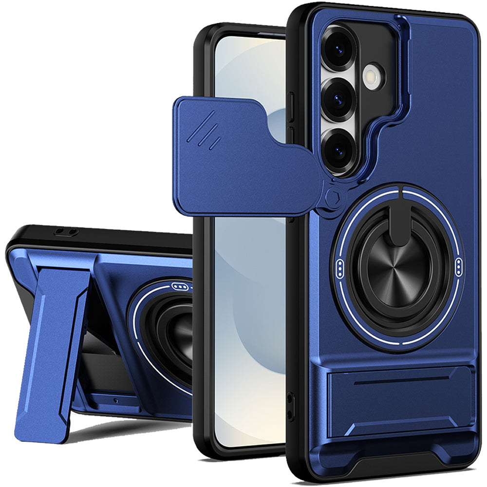 Samsung S25 Plus Magnetic Kickstand Case with Camera Slide Cover BLUE