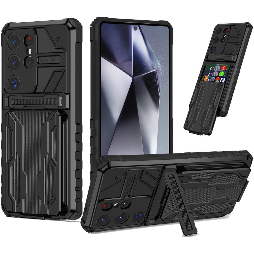 Samsung S26 Ultra Heavy Duty Kickstand Case Shockproof Card Holder BLACK