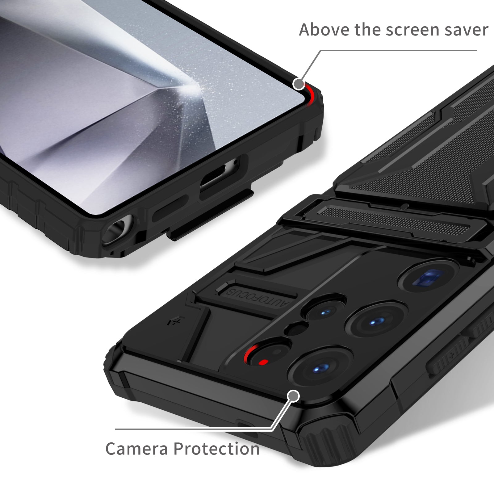 Samsung S26 Ultra Heavy Duty Kickstand Case Shockproof Card Holder BLACK
