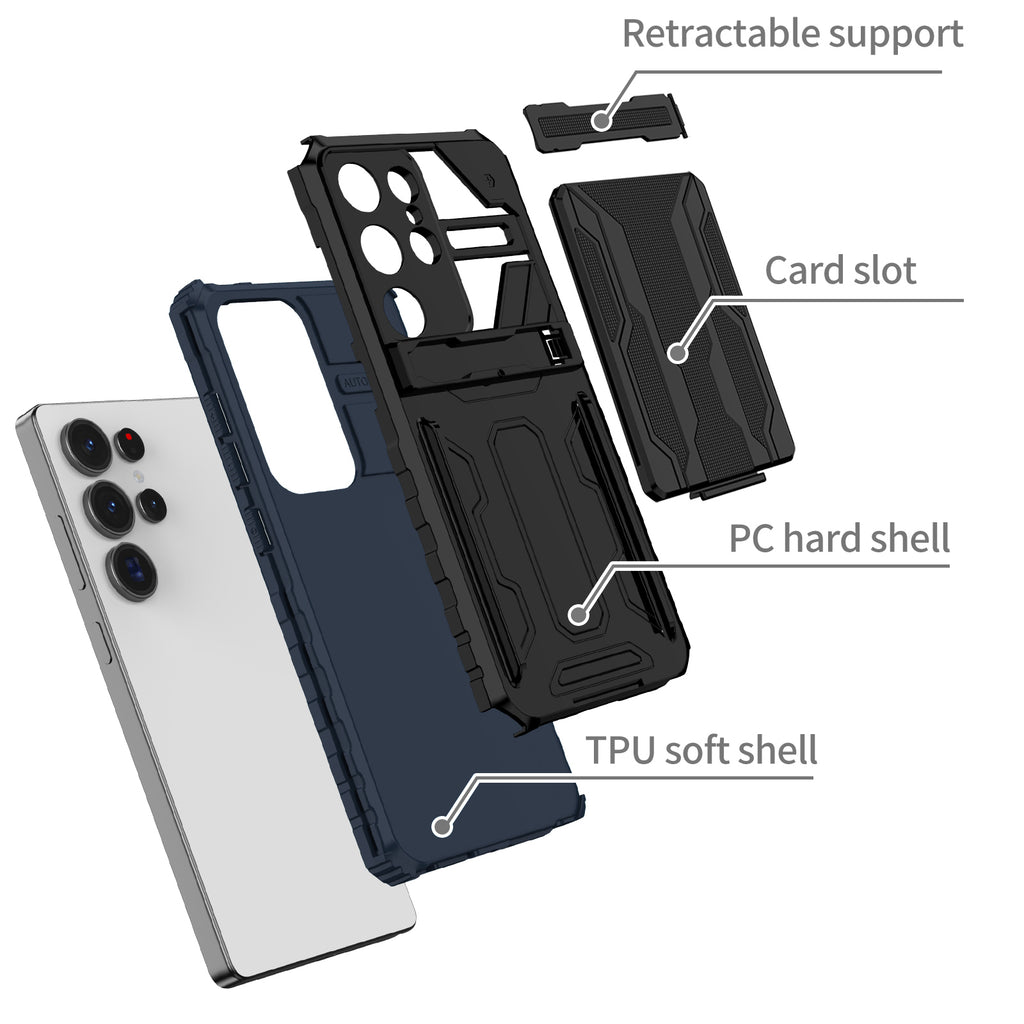 Samsung S26 Ultra Heavy Duty Kickstand Case Shockproof Card Holder BLUE