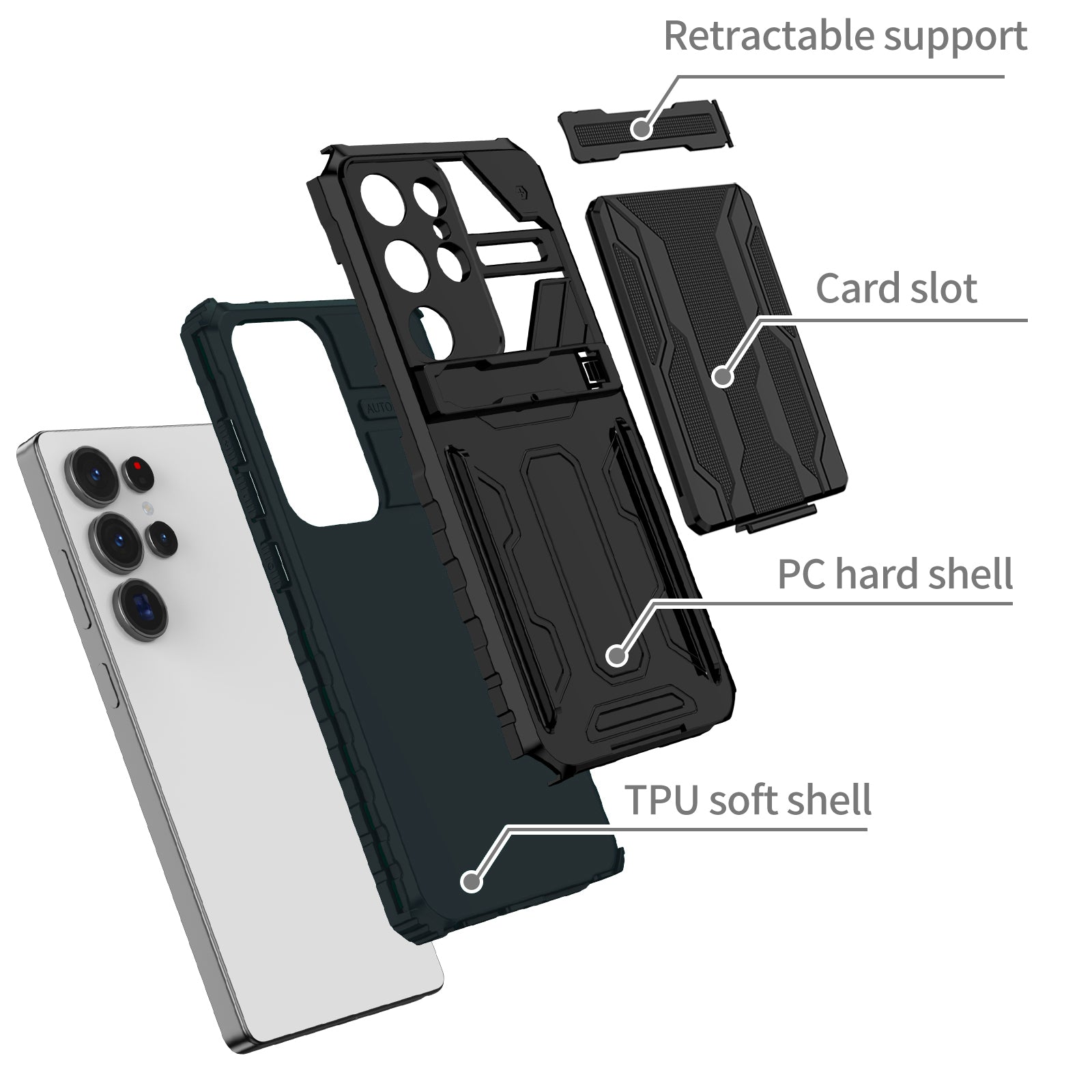 Samsung S26 Ultra Heavy Duty Kickstand Case Shockproof Card Holder GREEN
