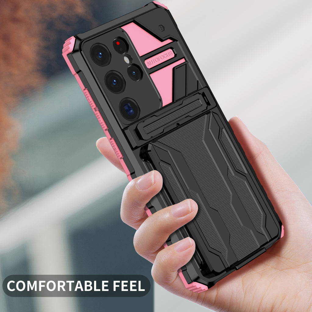 Samsung S26 Ultra Heavy Duty Kickstand Case Shockproof Card Holder PINK