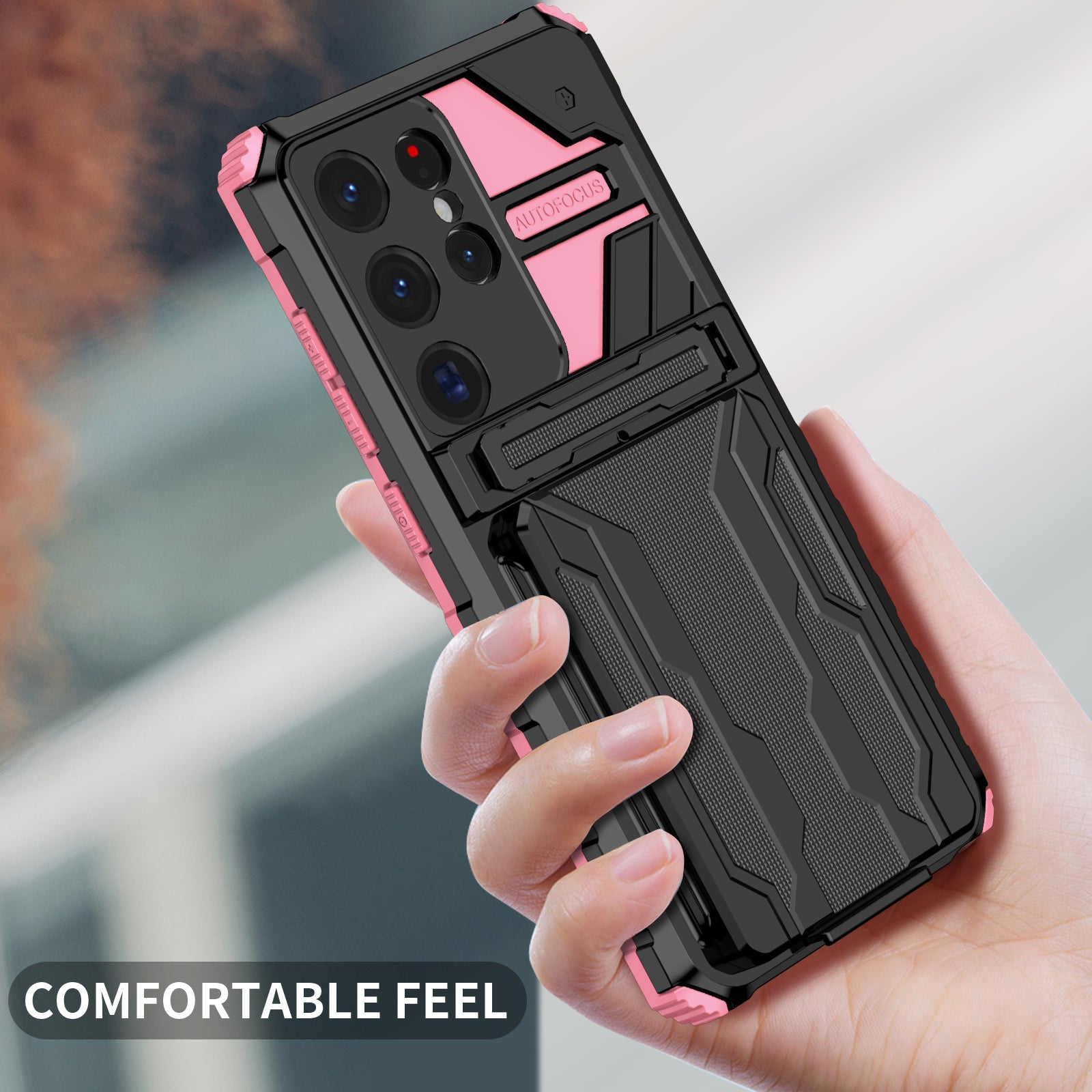 Samsung S26 Ultra Heavy Duty Kickstand Case Shockproof Card Holder PINK