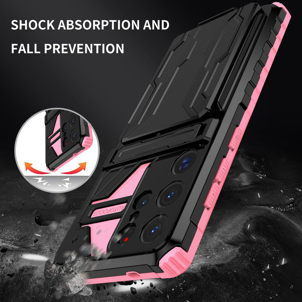 Samsung S26 Ultra Heavy Duty Kickstand Case Shockproof Card Holder PINK